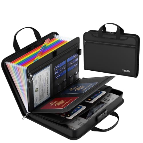 Tamfile Fireproof Accordion File Organizer with Lock, Document Organizer