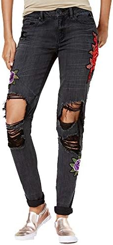 Rewash Juniors Rose Patch Ripped Classic Skinny Jeans