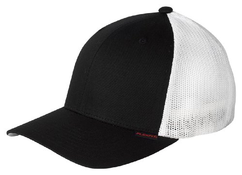 Flexfit 6-Panel Structured Trucker Cap, Black/White, One Size