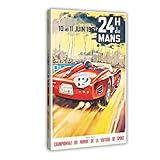 QOGDAF Poster vintage sur toile 24h du Mans Course de voitures   Décoration murale pour salon, chambre à coucher   20 x 30 cm