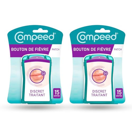 Compeed - Patch Bouton de Fièvre - Traitant et Discret - Traitement Rapide - 2x15 patchs boutons de fièvre - Format 1,5 x 1,5 cm