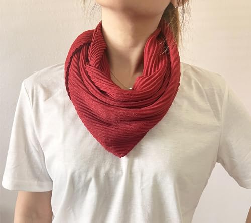 stylesilove Women Crinkle Pleated Square Scarf Solid Color Neckerchief Soft Bandana Small Shawl Neck Wraps for All Season4