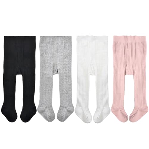 Image of EPEIUS Baby Girls Tights Cable Knit Leggings Stockings Cotton Pantyhose for Newborn Infants Toddlers 3/6 Pack