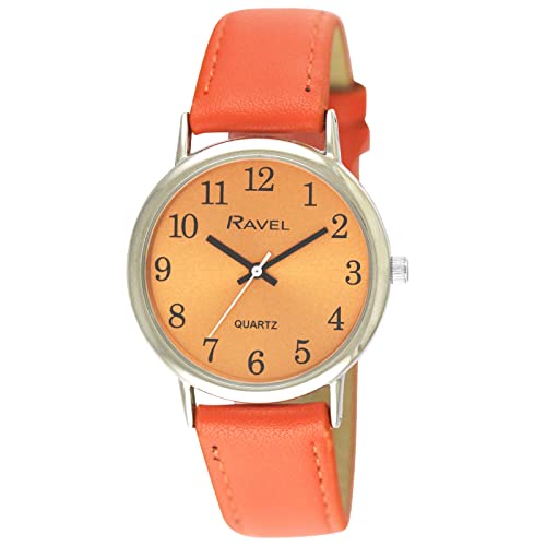 Ravel   Reloj Brighter Days Redondo para Mujer en Tono Plata   Cuarzo Analógico   R0140.08.1   Naranja Brillante