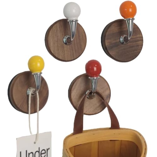 4 Pcs Colorful Magnetic Hooks Heavy Duty Magnet Hook Strong Neodymium Magnetic Coat Hooks Magnetic Hanger for Refrigerator, Metal Door, Locker for Hanging Towel, Coat, Bag, Umbrella (A)