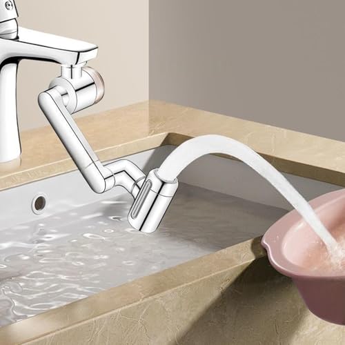 Grifo giratorio antisalpicaduras con filtro extensor multiusos para cocina y baño 4