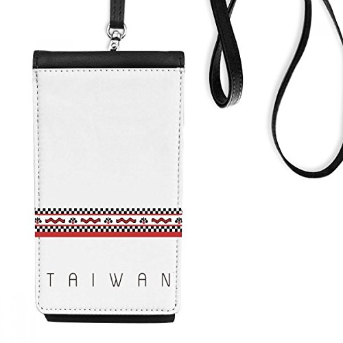 Faux smartphone bourse en cuir suspendu au fini noir elegant et motifs de qualite