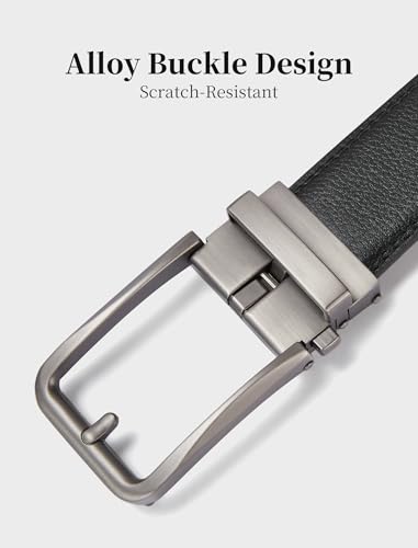 Dress Casual Genuine Leather Belt – Black Ratchet Style with Slide Adjustable Click Buckle4