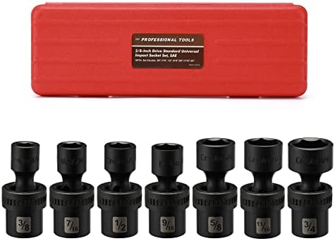 Mayouko 7PCS 3/8" Drive Shallow Universal Impact Socket Set, 6 Point, SAE, CR-MO, 3/8" - 3/4"
