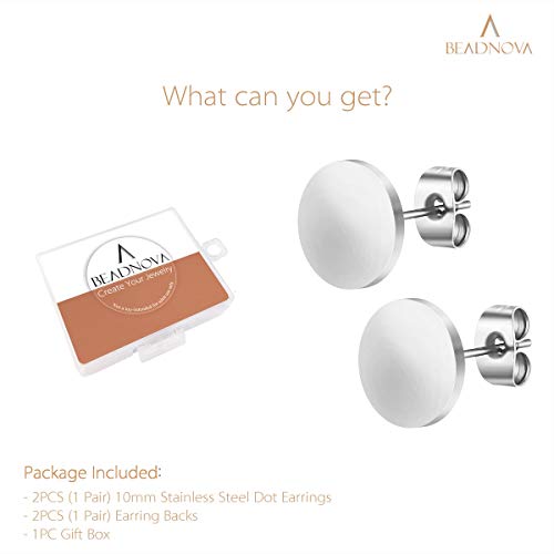 BEADNOVA Stud Earrings Flat Circle Piercing Dot Earrings Stainless Disc Post Earrings for Women (2-10mm, Silver, 1-3 pairs)2