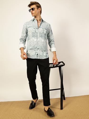 Image of Thomas Scott Mens Slim Fit Full Sleeves Printed Casual Shirt