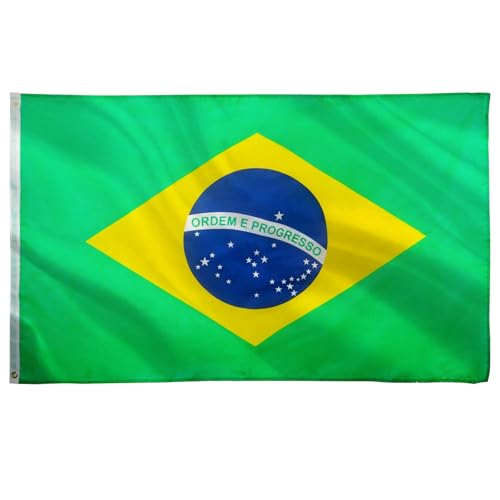 Bandera Grande de Brasil 90x150 cm (5x3ft) Gigante Estandarte brasileño para Mundial de Fútbol 2026 Día de la Independencia Juegos Olímpicos Deportes Decoración Adornos Bar Jardín Calle