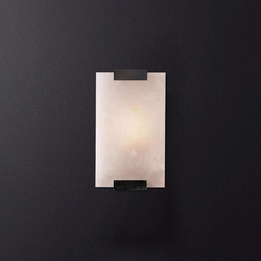 HPTHLY Marble Wall Sconce Lighting Fixture Square Wall Lamp Shade, Indoor Art Deco Wall Mount Light Living Room Sconces E27 Wall Lamps For Bedroom Bedside Living Room (Svart-27Cm)