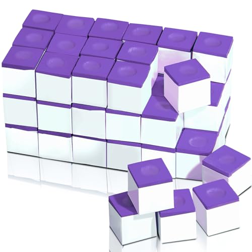 Junkin Pool Chalk Cubes Billiard Cue Pool Stick Chalk Table Accessories for Clubs Bars Home(Purple,48 Pcs)