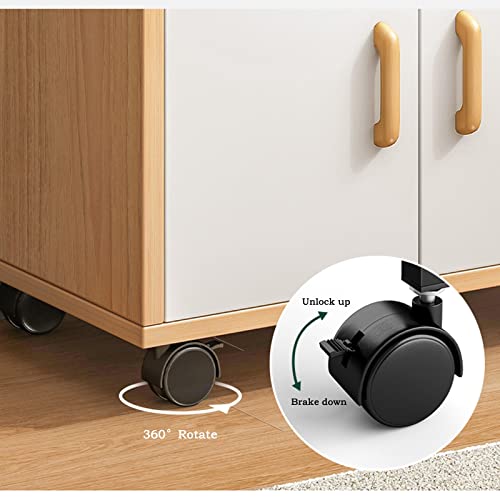 Printer Desktop Stand Deskside Print Stand Shelf Small Cabinet Locker Short Bookcase Locker with Door Floor to Ceiling Wall Movable Bookshelf with Wheels Mobile Printer Stand (Color : A) - Image 5