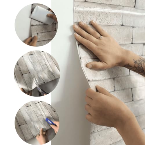 Papel de Parede Tijolinho Adesivo Marrom Lavável 5M 3D Revestimento (Tijolinho)