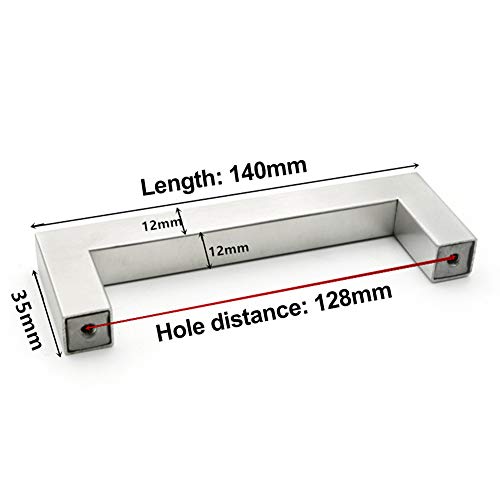 Dreneco 2 Pack Kitchen Door Handles, Drawer Knobs, Cabinet Handles Stainless Steel Square Kitchen Cupboard Handles, 128mm - Image 2