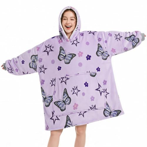 Music Olivia Singer Wearable Blanket Hoodie Music Style Oversized Sherpa Fleece Sweatshirt Blanket for Men Women with Hood Pockets and Sleeves Cozy Hooded Blankets Gift for Teens Girls Boys Fans