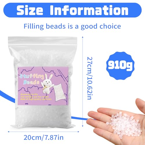 FTEVEN 910g / 2LB Stuffing Beads, Premium Plastic Weight Stuffed Beads, Poly Pellets Weighted Stuffing Bead, Stuffing for Stuffed Animals, Bean Bags, Pillow Cushion