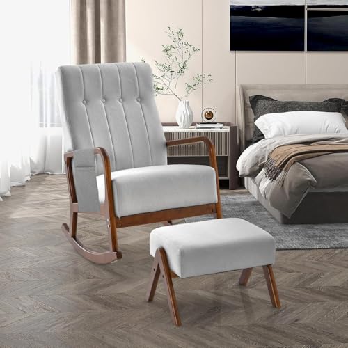 Sillón Mecedor Plegable Gris miniatura 4
