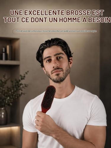Uadme Brosse Cheveux Bouclés Poils de Sanglier 100%, Brosses Wave – vue 7