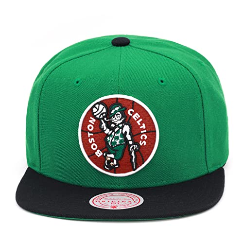 Mitchell & Ness Boné ajustável Boston Celtics Team 2 tons 2.0 Snapback - Verde/Preto/Madeira Clássica, Verde, preto, Tamanho nica