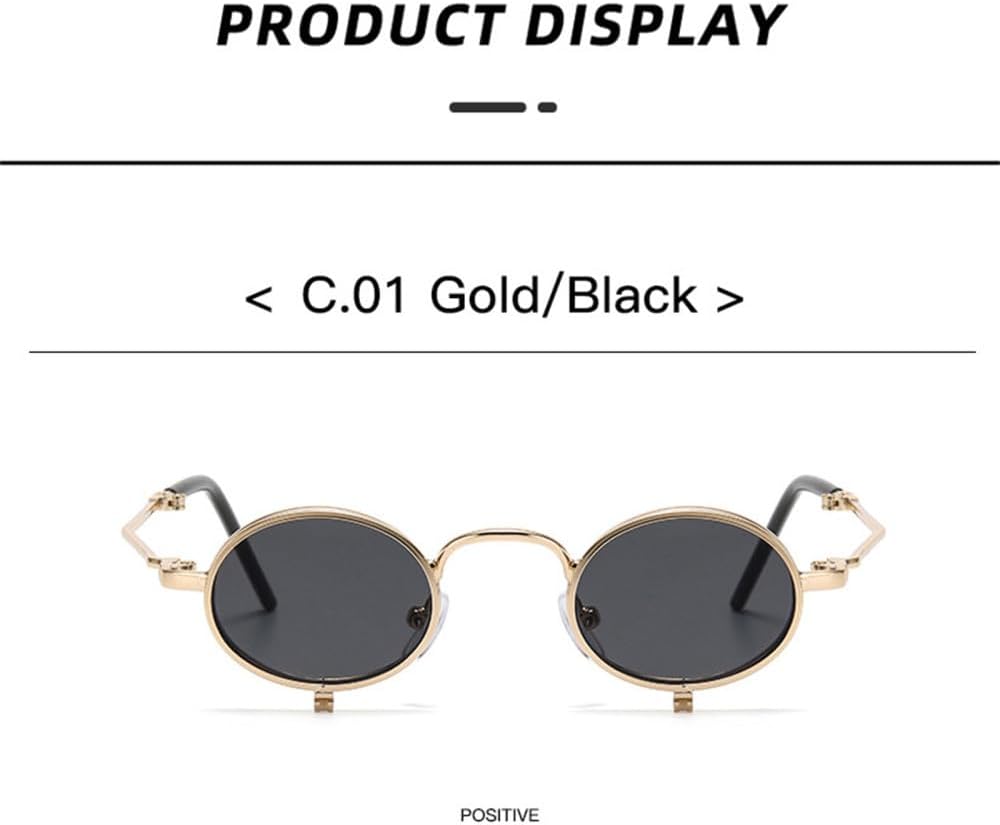 Steampunk Flip Up Sunglasses Men Small Metal Frame Punk Round Sunglasses For Women Retro Shades Glasses UV400 Eyeglasses