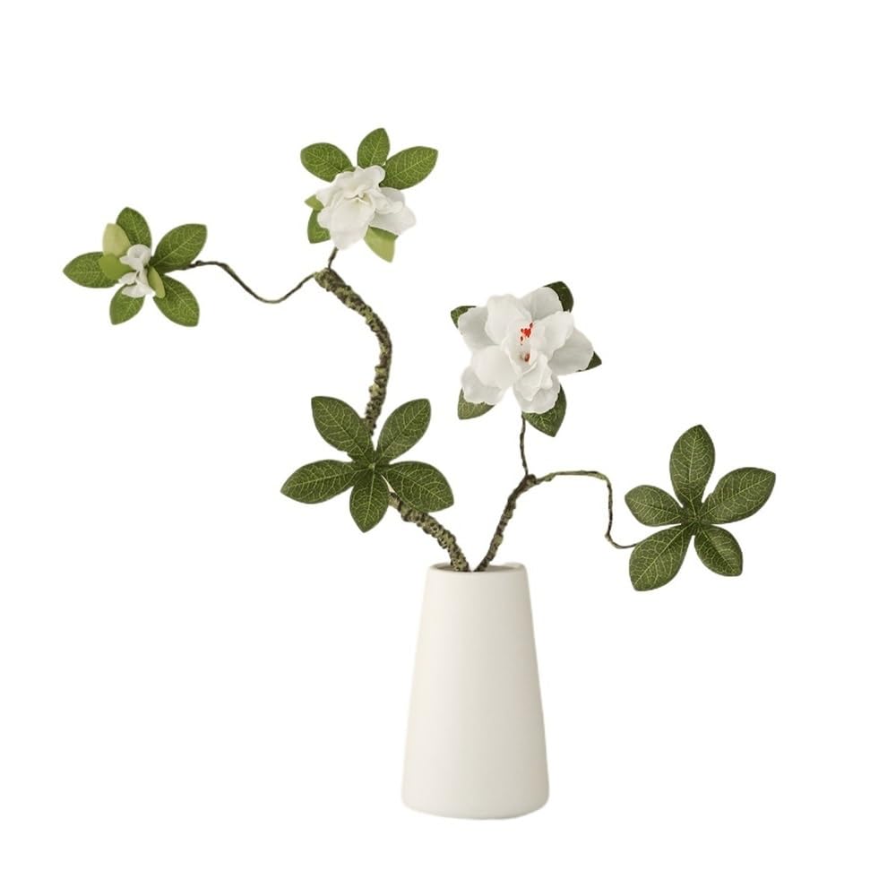 Bx9rE7tK3g Faux Flowers with Vase Azalea Simulation Plant Living Room Office Decoration Arrangement Ceramic Flower Vase Artificial Flowers