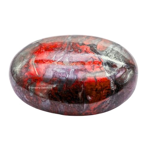 Image of Amazing Gemstone Red Jasper Hematite Crystals and Healing Stones - Large Palm Stone Crystals Piedra - Crystal for Good Luck, Positive Energy, Meditation - Unique Stocking Stuffers Birthday Gifts