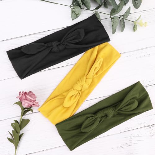 Image of DRESHOW 8 Pack Bow Headbands for Women Girls Elastic Headwraps Knotted Headband Rabbit Ears Turban Non-Slip Sport Cute Hair Accessories