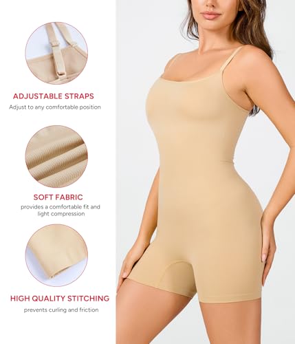Image of Nebility Seamless Shapewear Bodysuit Women - Tummy Control Square Neck Full Body Shaper