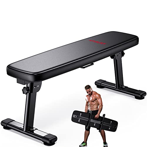 Weight Bench Folding Workout Bench with Carrying Handle Flat Home Training Multiuse Fitness Bench