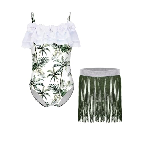 Maillot de plage fille à franges imprimé uni et confortable