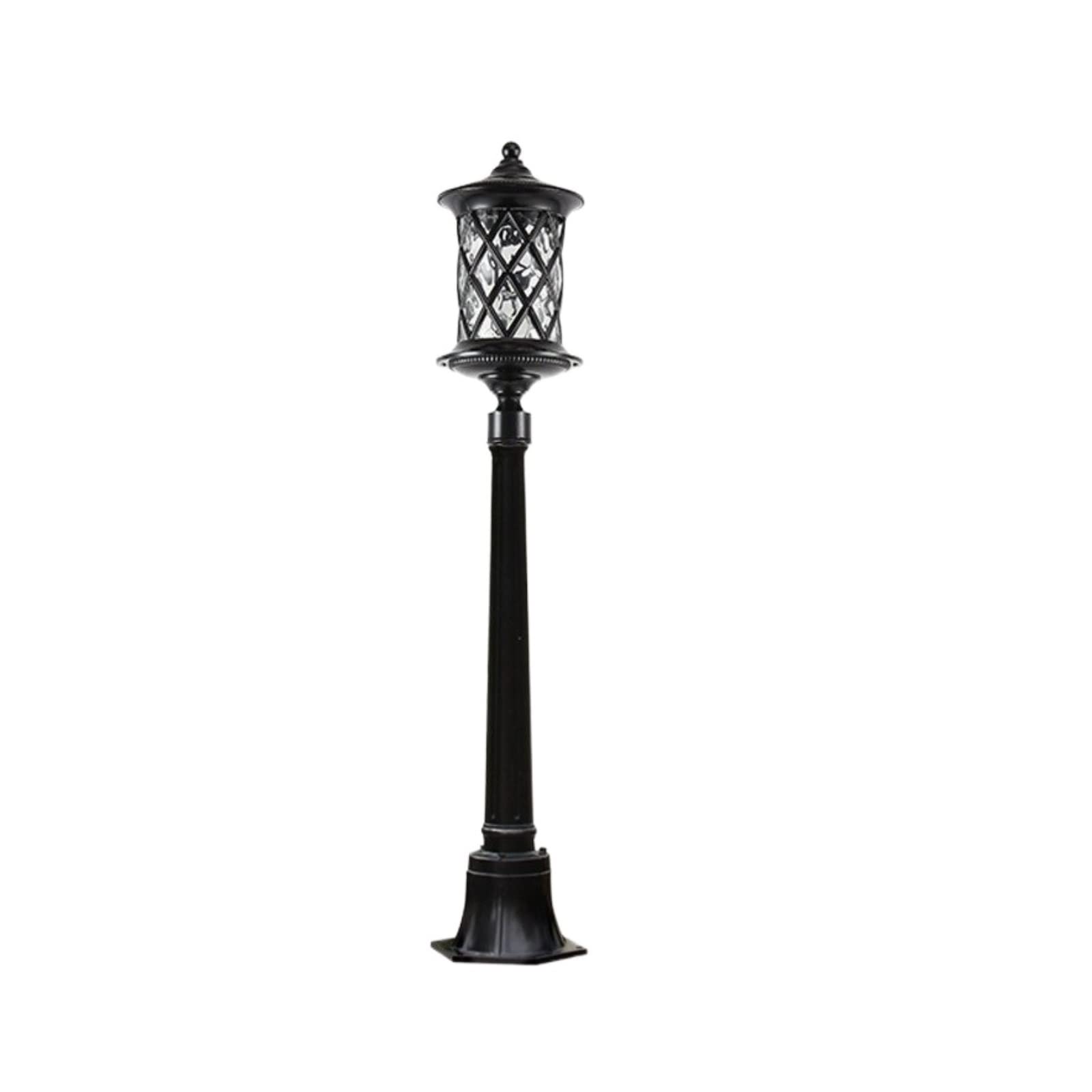 Illuminazione Esterna Europea Lampioni stradali E27 Paralume in Vetro Lampada da Paesaggio Luminosa IP54 Lampada da Giardino Professionale Impermeabile Palo Alto in Lega,Black_Height 110cm