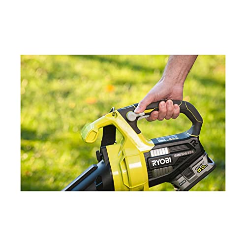 Pack RYOBI Souffleur aspiro-broyeur 18V One+ Brushless OBV18-1 Batterie 5.0Ah - 1 Chargeur Rapide 2.0Ah RC18120-150