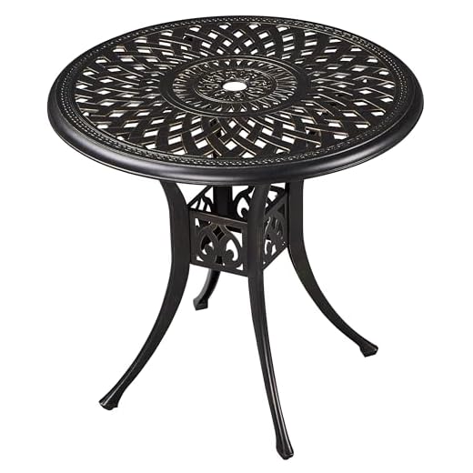 Yaheetech Gartentisch Balkontisch mit Schirmloch Bistrotisch Φ 78cm Rund Outdoor-Tisch aus Metall für Garten/Balkon/Terrasse/Veranda