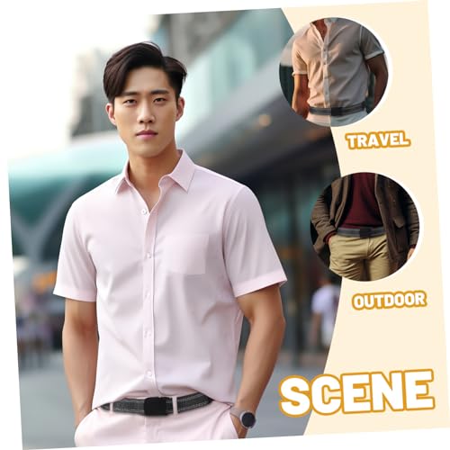 Hidden Money Belt for Men Stylish Sandblasted Black with Alloy Buckle Anti-theft Travel Waist Belt for Hiking and Outdoor Activities Compact and Secure Design2