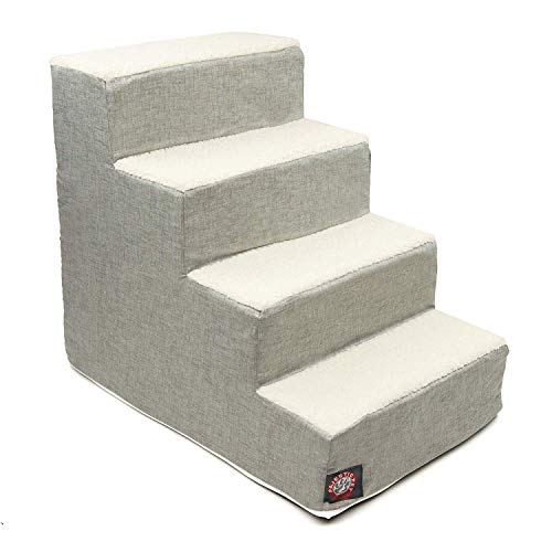 Majestic Pet 4 Step Portable Dog Stairs for Small Dogs to get on Bed Supports 250 lbs or Less – Dog Steps for High Bed with Machine Washable Cover –Pet Stairs for Cats Jackson Heathered Gray