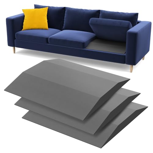 Sellmazon Couch Cushion Support for Sagging Seat - 20' x 20' High-Density Trapezoid 35D Foam Sofa Cushion Supports, Couch Supporter for Under The Cushions, Grey Set of 3