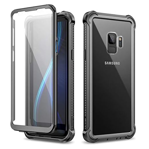Dexnor Hülle Kompatibel mit Samsung Galaxy S9 360 Ganzkörper-Schutzhülle Stoßfest Handyhülle weicher Silikon Griff eingebauter Displayschutz kristallklare Kratzfeste ultradünne Rückseite - Schwarz