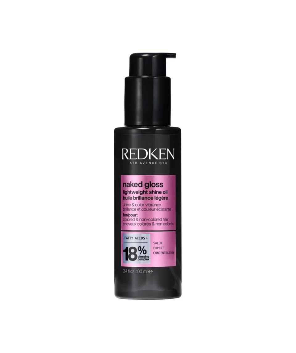 REDKEN - Huile Brillance Légère Naked Gloss - Soin Protecteur de Chaleur, Lissant, Hydratant & Brillant - À Base d'Acides Gras & Omega 9 - Sans Fini Gras - Tous Types de Cheveux - 100 ml