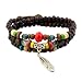 November's Chopin (TM) Multi Layer Leaf Pendant Wood Beads Adjustable Wrap Bracelet Link Wrist Necklace