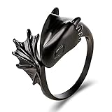Schwarzer Gothic Drachenring Ring Gothic Drache Schwarz Teuflschwanz Größe verstellbar
