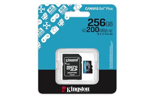 Image of Kingston Canvas Go Plus 256GB microSD Card | Up to 200MB /s | Class 10, UHS-I, U3, V30, A2 | SDCG4 /256GB