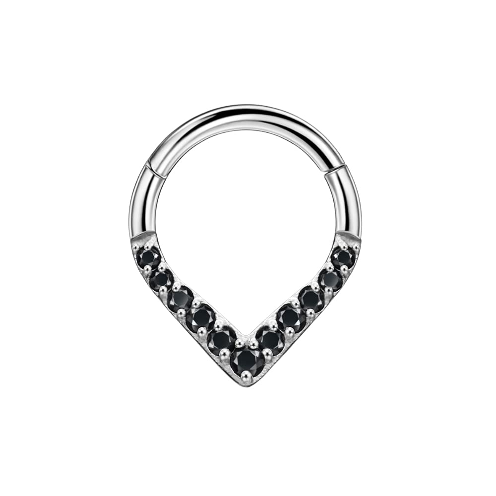 FANSING316L Surgical Steel Zircon Teardrop Piercing Rings for Septum Daith