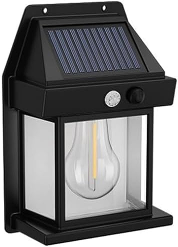 Aadya Alley Solar Wall Lights Outdoor, Wireless Dusk to Dawn Porch Lights Fixture, Solar Wall Lantern with 3 Modes & Motion Sensor, Waterproof Exterior Lighting with Clear Panel for Entryway Outdoor