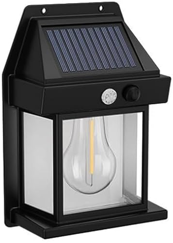 Solar Wall Lights,Wireless Dusk to Dawn Porch Lights Fixture,Solar Wall Lantern with 3 Modes & Motion Sensor Waterproof Exterior Lighting with Clear Panel for Entryway Outdoor, Black