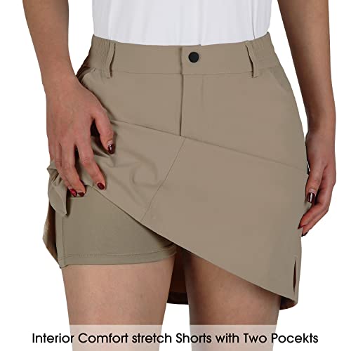Anivivo Women's Golf Skorts Skirts 18" Outdoor Hiking Casual Skorts With Zip Pockets Quick Dry Lightweight Skirts (Khaki,M) #TOP1