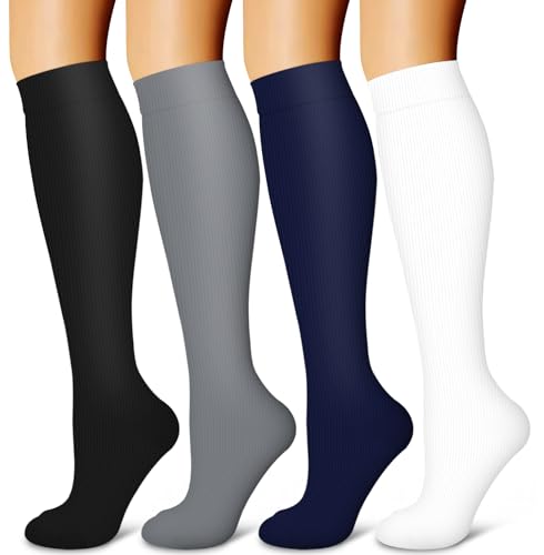 Image of Laite Hebe 4 Pairs-Compression Socks for Women&Men Circulation-Best Support for Nurses,Running,Athletic