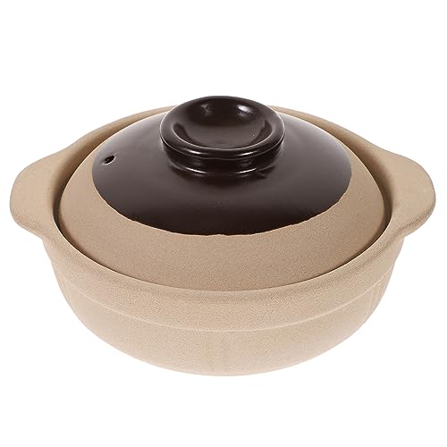 CLISPEED Cazuela de Barro sin Esmalte Olla para Guisos y Estofados Resistente Altas Temperaturas para Persona para Cocinar Pollo Guisado y Arroz Casa